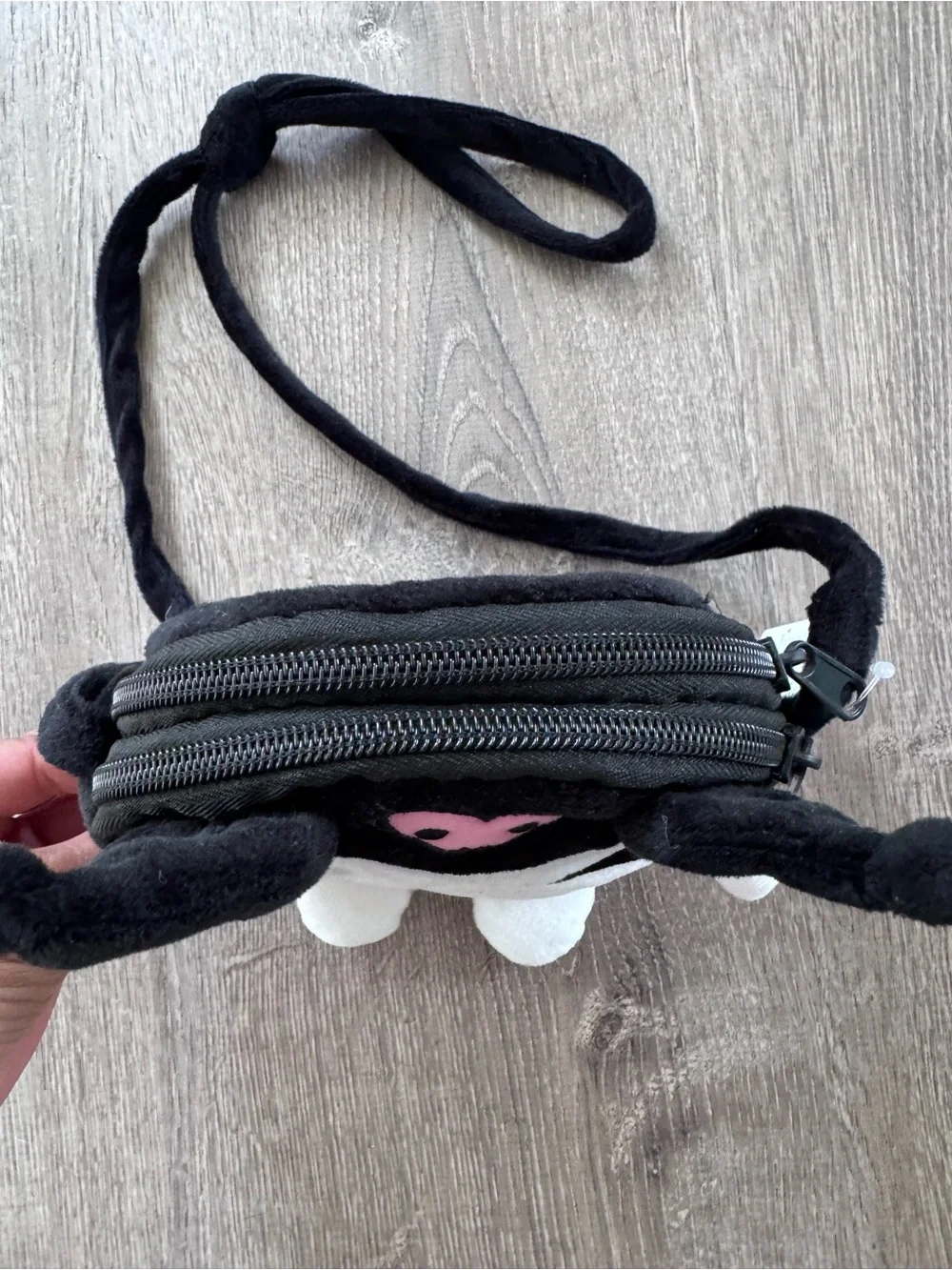 Sanrio Kuromi Black, White & Pink Plush Kids Crossbody Bag